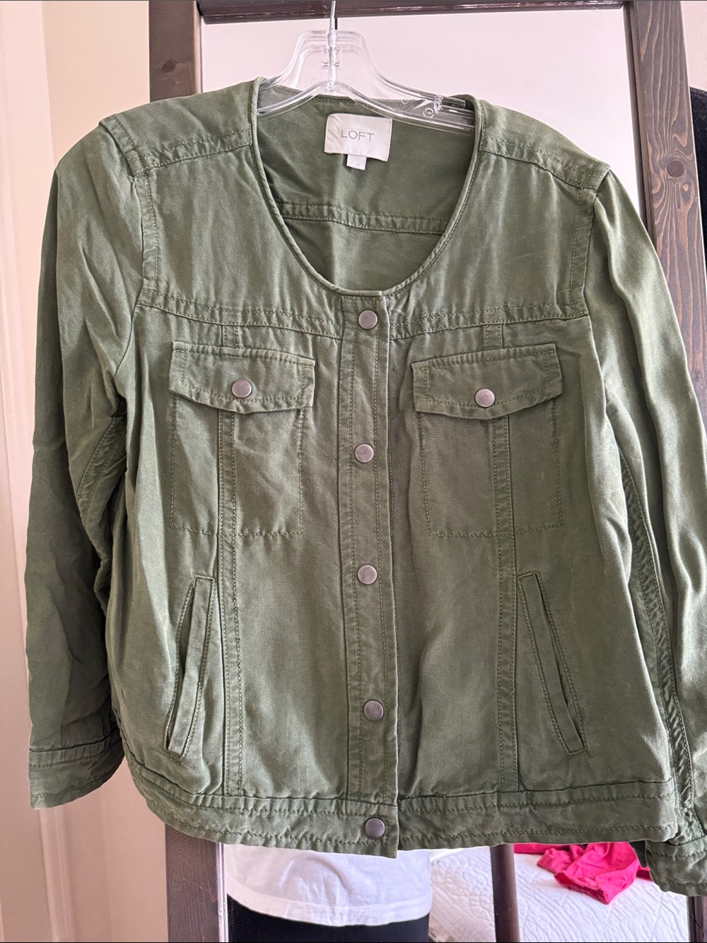 LOFT Military Green Women's Utility Jacket with Snap Front